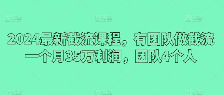 2024最新截流课程，有团队做截流一个月35万利润，团队4个人-云网创