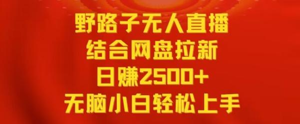 野路子无人直播结合网盘拉新,日赚2500+,小白无脑轻松上手【揭秘】-云网创