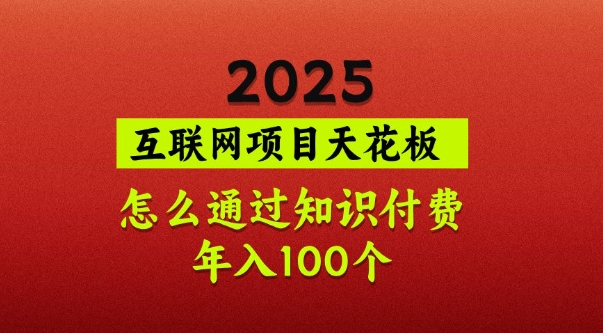 2025项目天花板，普通怎么通过知识付费翻身，年入百个【揭秘】-云网创