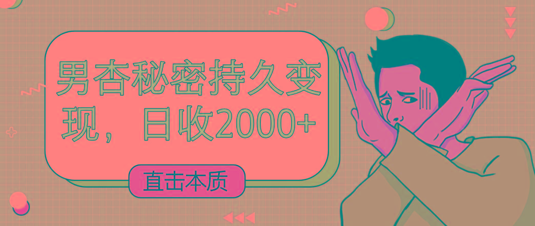 直击本质，男杏秘密持久变现，日收2000+-云网创