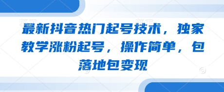 最新抖音热门起号技术，独家教学涨粉起号，操作简单，包落地包变现-云网创