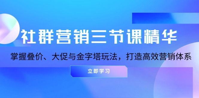 社群营销三节课精华：掌握叠价、大促与金字塔玩法，打造高效营销体系-云网创