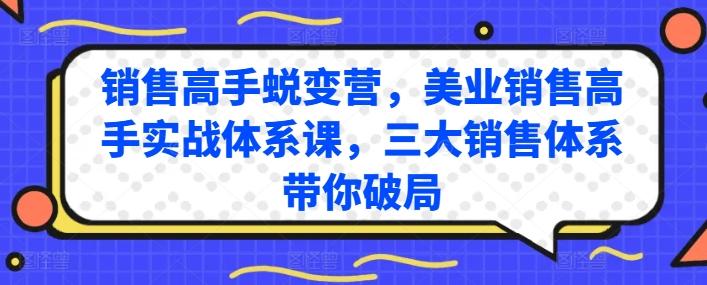 销售高手蜕变营，美业销售高手实战体系课，三大销售体系带你破局-云网创