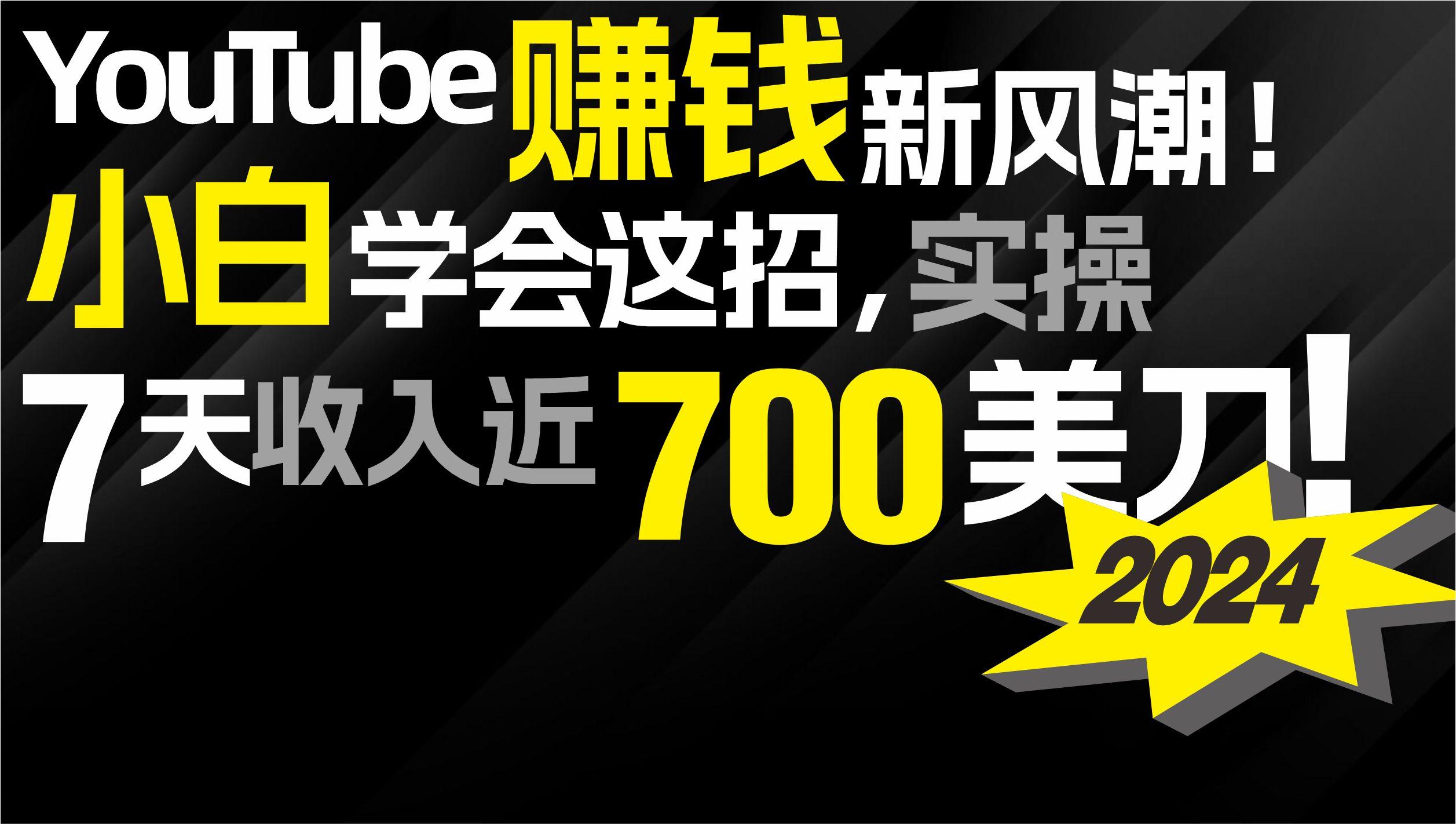 (9647期)2024 YouTube赚钱新风潮！小白学会这招，7天收入近7百美金！-云网创