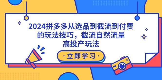 2024拼多多从选品到截流到付费的玩法技巧，截流自然流量玩法，高投产玩法-云网创