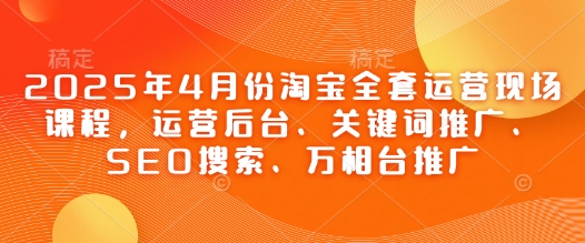 2025年4月份淘宝全套运营现场课程，运营后台、关键词推广、SEO搜索、万相台推广-云网创