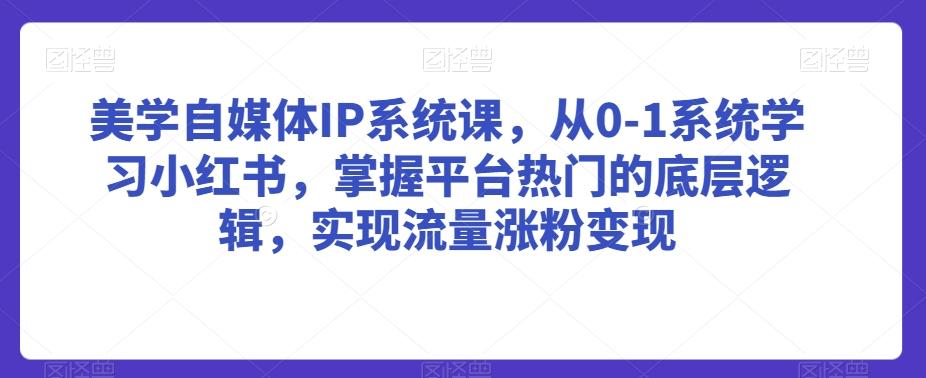 美学自媒体IP系统课，从0-1系统学习小红书，掌握平台热门的底层逻辑，实现流量涨粉变现-云网创