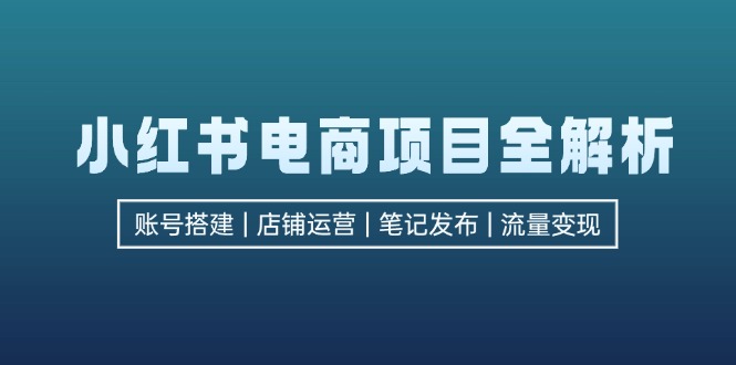小红书电商项目全解析，包括账号搭建、店铺运营、笔记发布  实现流量变现-云网创