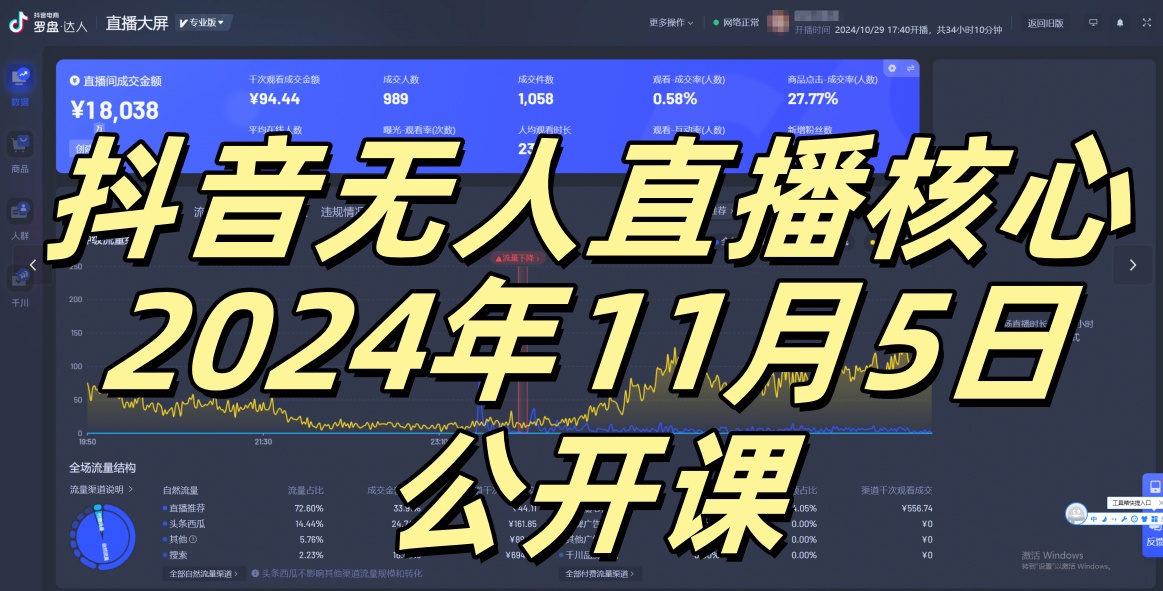 抖音无人直播核心公开课，咸鱼翻身小白可做带有睡后收入月入过万太简单【揭秘】-云网创