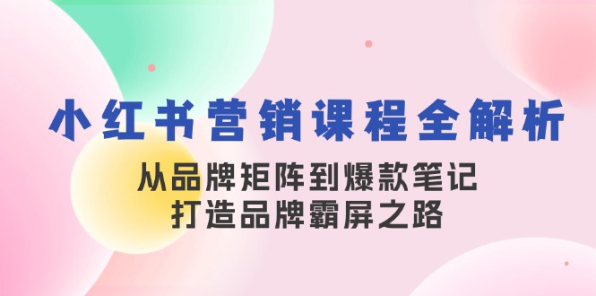 小红书营销课程全解析，从品牌矩阵到爆款笔记，打造品牌霸屏之路-云网创