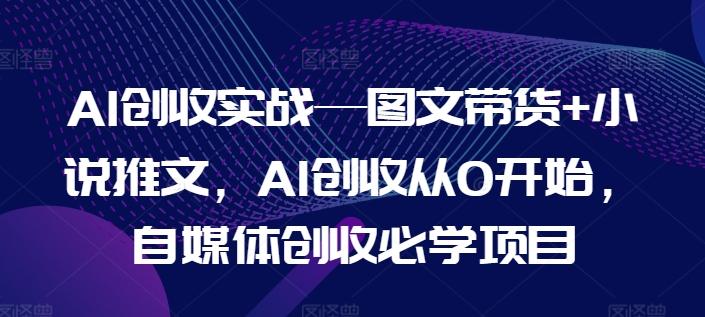 AI创收实战—图文带货+小说推文，AI创收从0开始，自媒体创收必学项目-云网创