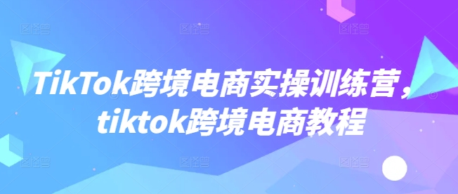 TikTok跨境电商实操训练营，tiktok跨境电商教程-云网创
