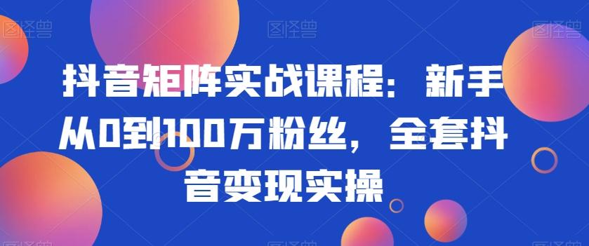 抖音矩阵实战课程：新手从0到100万粉丝，全套抖音变现实操-云网创