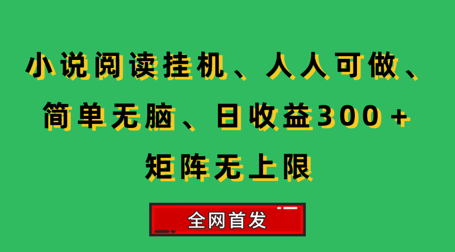 （15413期）小说挂机阅读，人人可做，简单无脑，一天收益300＋矩阵无限上-云网创
