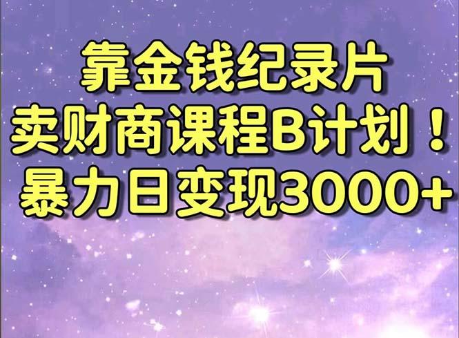 靠金钱纪录片卖财商课程B计划！暴力日变现3000+，喂饭式干货教程！-云网创