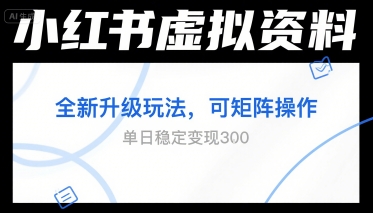 小红书虚拟资料全新升级玩法，可矩阵操作，单日稳定变现3张-云网创