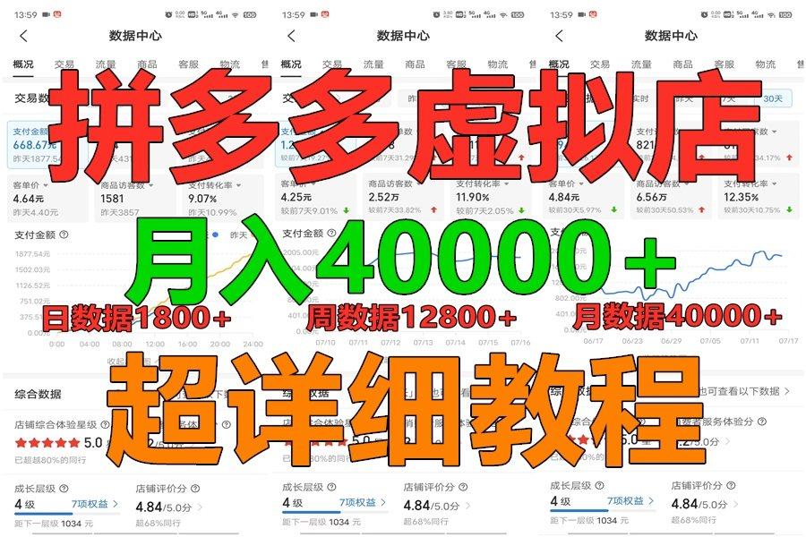 拼多多虚拟电商训练营月入40000+,全网最详细,你做你也行,暴利稳定长久-云网创