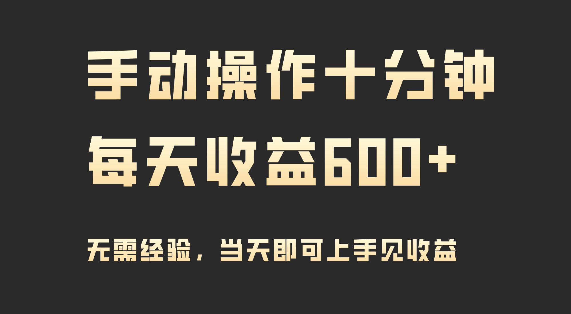 (9324期)手动操作十分钟,每天收益600+,当天实操当天见收益-云网创