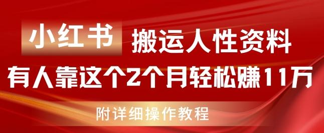 小红书搬运人性资料，有人靠这个2个月轻松赚11w，附教程【揭秘】-云网创