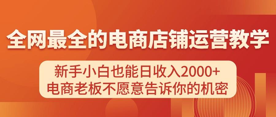 电商店铺运营教学，新手小白也能日收入2000+，电商老板不愿意告诉你的机密-云网创