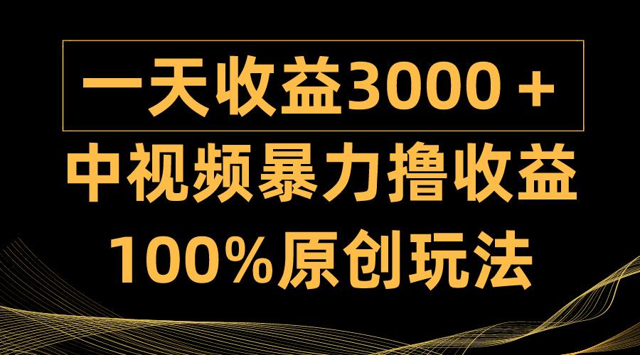 (9696期)中视频暴力撸收益，日入3000＋，100%原创玩法，小白轻松上手多种变现方式-云网创