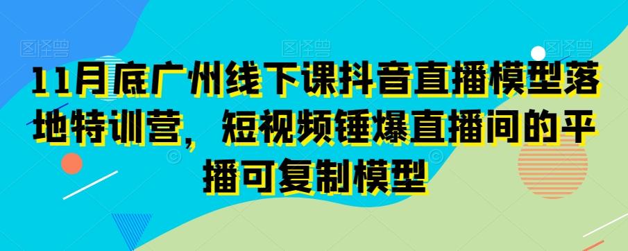 11月底广州线下课抖音直播模型落地特训营，短视频锤爆直播间的平播可复制模型-云网创