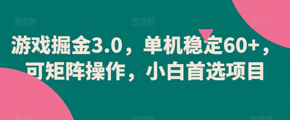 游戏掘金3.0，单机稳定60+，可矩阵操作，小白首选项目【揭秘】-云网创