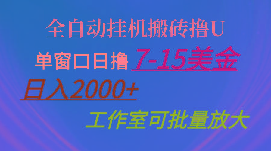全自动挂机搬砖撸U，单窗口日撸7-15美金，日入2000+，可个人操作，工作...-云网创