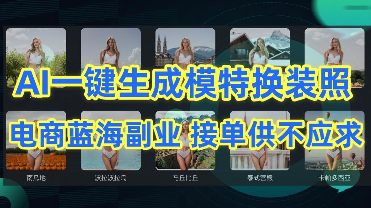 AI制作一键生成模特换装照，电商蓝海副业，接单供不应求-云网创
