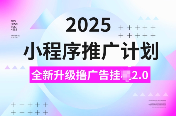 2025小程序推广计划,撸广告挂JI3.0玩法,日均5张【揭秘】-云网创