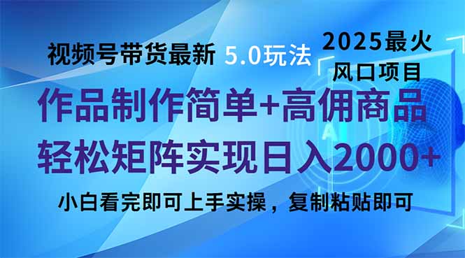 视频号带货最新5.0玩法,作品制作简单,当天起号,复制粘贴,轻松矩阵...-云网创