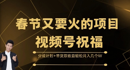 春节又要火的项目视频号祝福,分成计划+带货双收益,轻松月入几个W【揭秘】-云网创