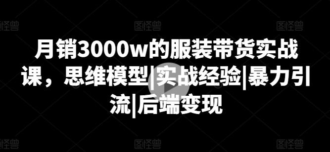 月销3000w的服装带货实战课，思维模型|实战经验|暴力引流|后端变现-云网创