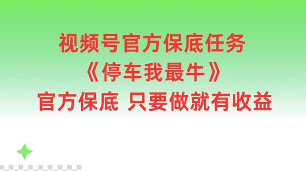 视频号官方保底任务，停车我最牛，官方保底只要做就有收益【揭秘】-云网创