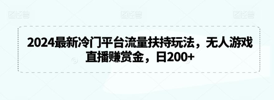 2024最新冷门平台流量扶持玩法，无人游戏直播赚赏金，日200+【揭秘】-云网创
