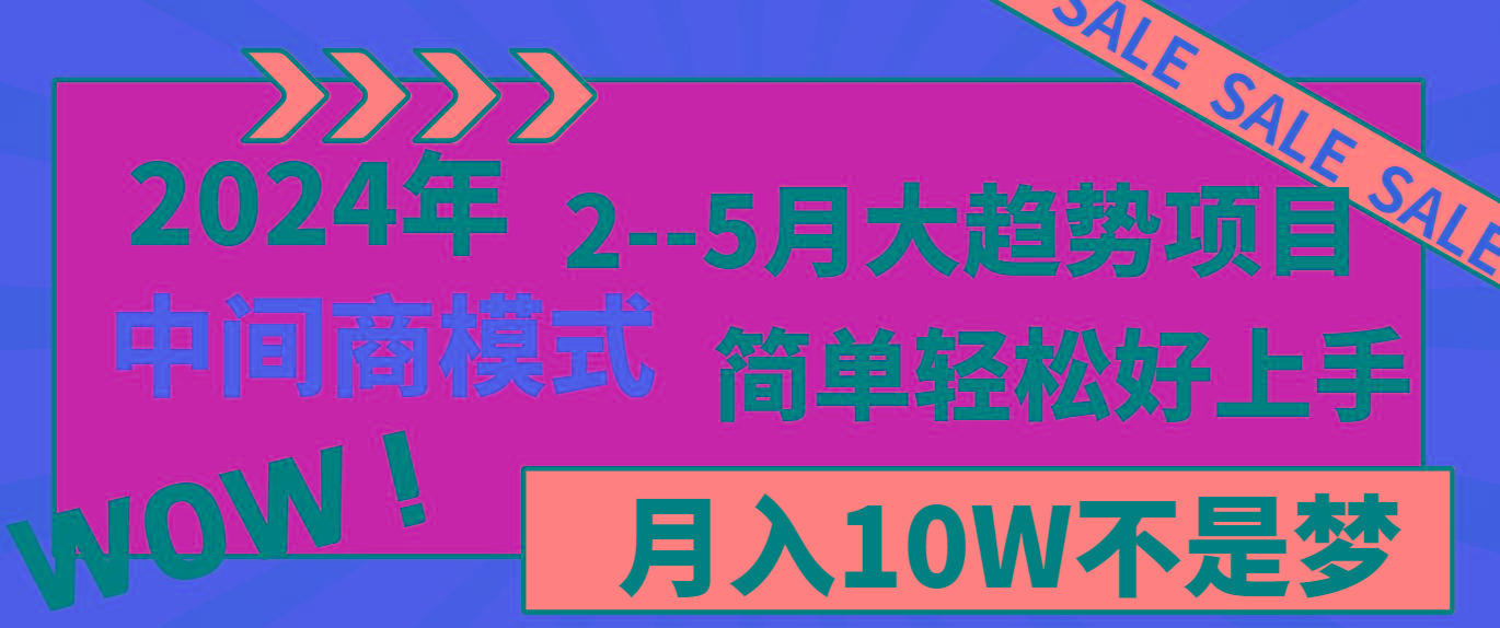 2024年2--5月大趋势项目，利用中间商模式，简单轻松好上手，轻松月入10W...-云网创
