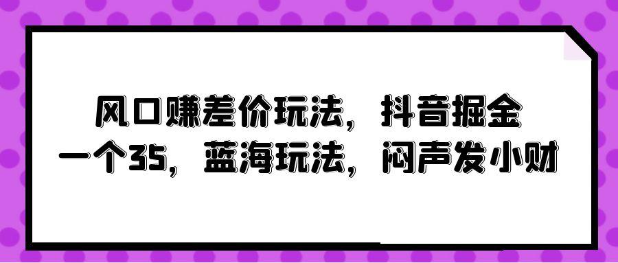 (10022期)风口赚差价玩法，抖音掘金，一个35，蓝海玩法，闷声发小财-云网创