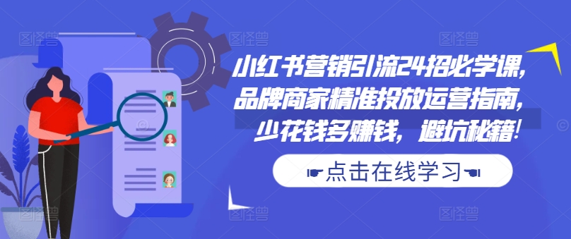 小红书营销引流24招必学课，品牌商家精准投放运营指南，少花钱多赚钱，避坑秘籍!-云网创