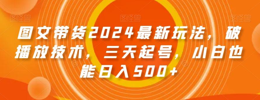 图文带货2024最新玩法，破播放技术，三天起号，小白也能日入500+【揭秘】-云网创