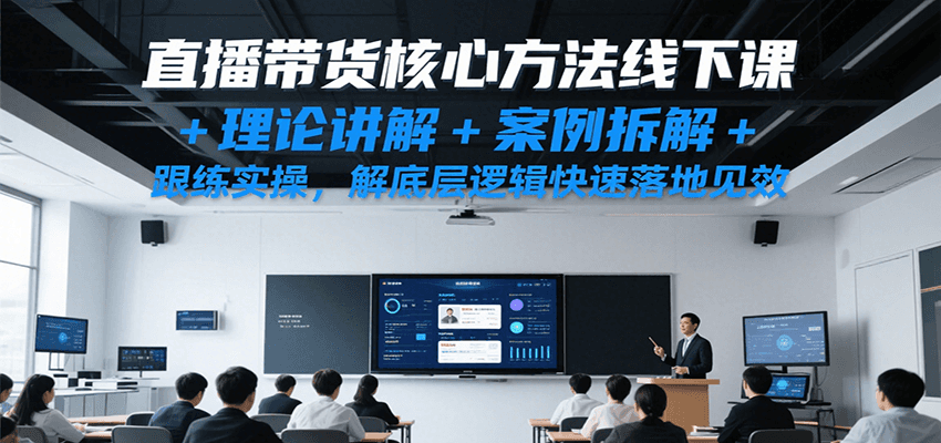 直播带货核心方法线下课,理论讲解+案例拆解+跟练实操,解底层逻辑快速落地见效-云网创