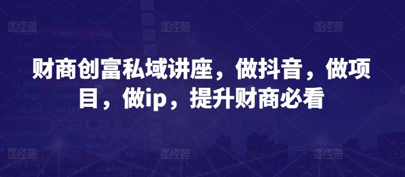 财商创富私域讲座，做抖音，做项目，做ip，提升财商必看-云网创