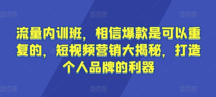 流量内训班,相信爆款是可以重复的,短视频营销大揭秘,打造个人品牌的利器-云网创