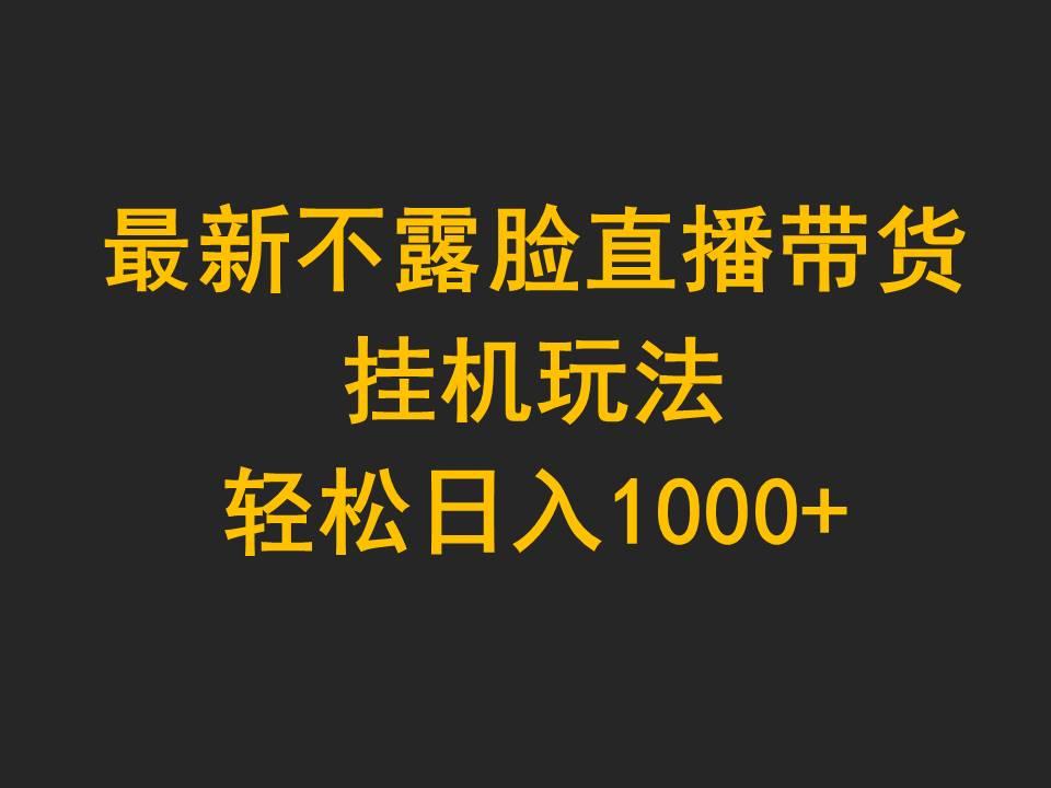 (9897期)最新不露脸直播带货，挂机玩法，轻松日入1000+-云网创