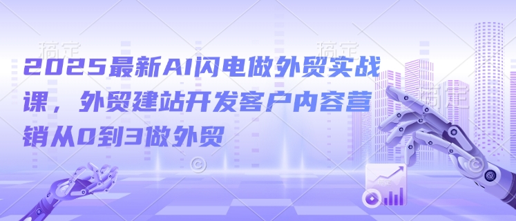2025最新AI闪电做外贸实战课,外贸建站开发客户内容营销从0到3做外贸-云网创