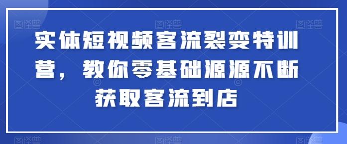 实体短视频客流裂变特训营，教你零基础源源不断获取客流到店-云网创
