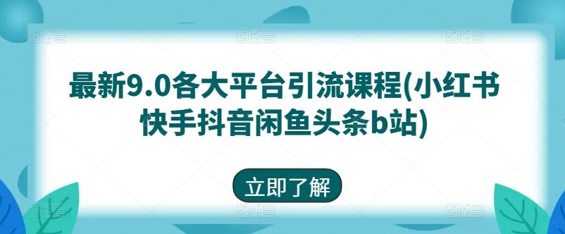 最新9.0各大平台引流课程(小红书快手抖音闲鱼头条b站)-云网创