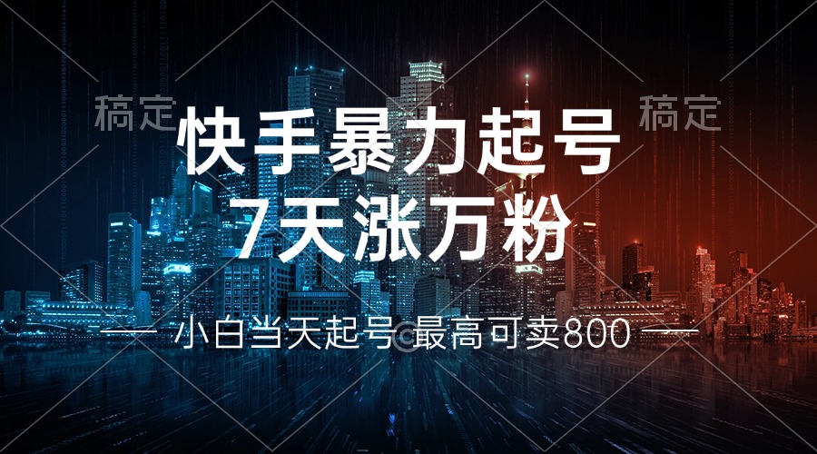 快手暴力起号,7天涨万粉,小白当天起号 多种变现方式,账号回收,单月...-云网创