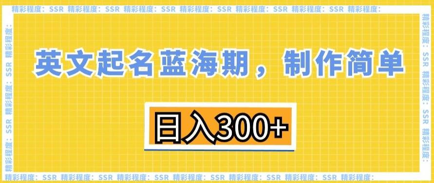 英文起名蓝海期，制作简单，日入300+【揭秘】-云网创