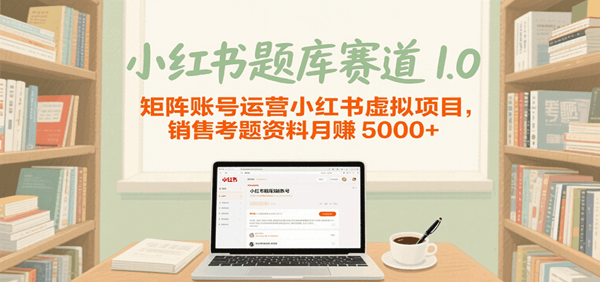 小红书题库赛道1.0,矩阵账号运营小红书虚拟项目,销售行业资格证考题资料月赚5000+-云网创