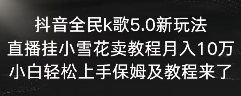 抖音全民k歌5.0新玩法，直播挂小雪花卖教程月入10万，小白轻松上手，保姆及教程来了【揭秘】-云网创